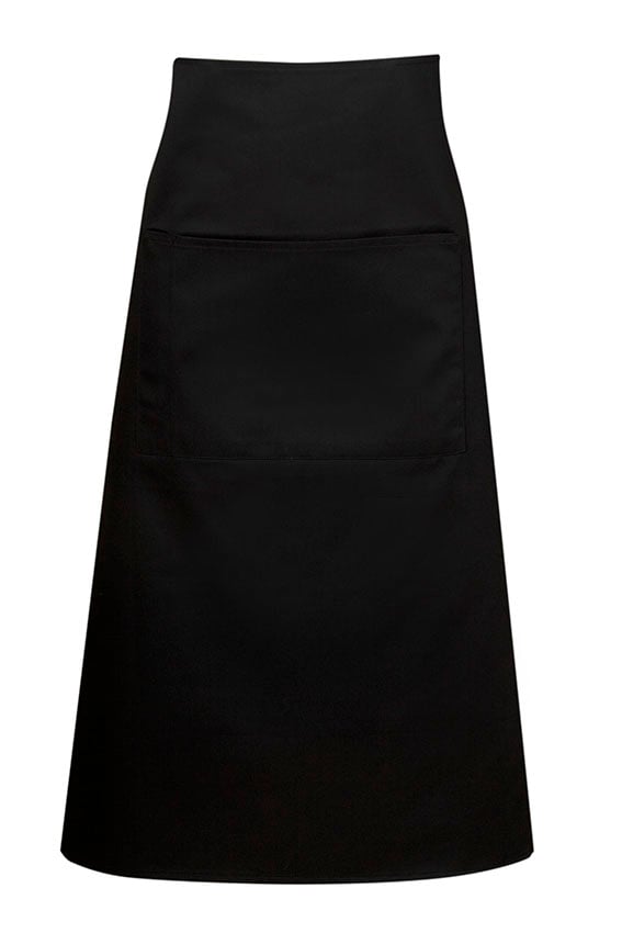 Poly Cotton Aprons, Long Waist; W86xL76 (below the knees with pocket, Black)