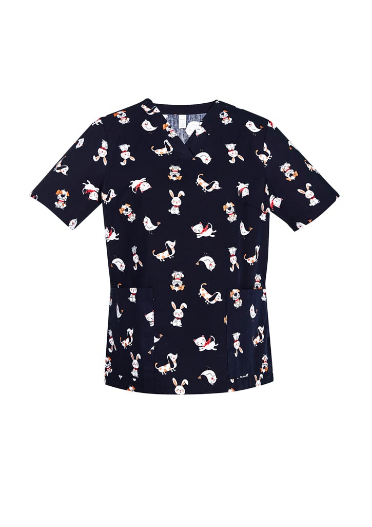 Printed Womens Best Friends Scrub Top
