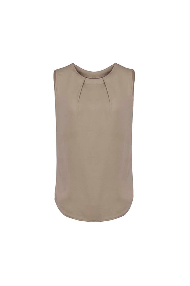 Estelle Womens Sleeveless Pleat Detail Blouse