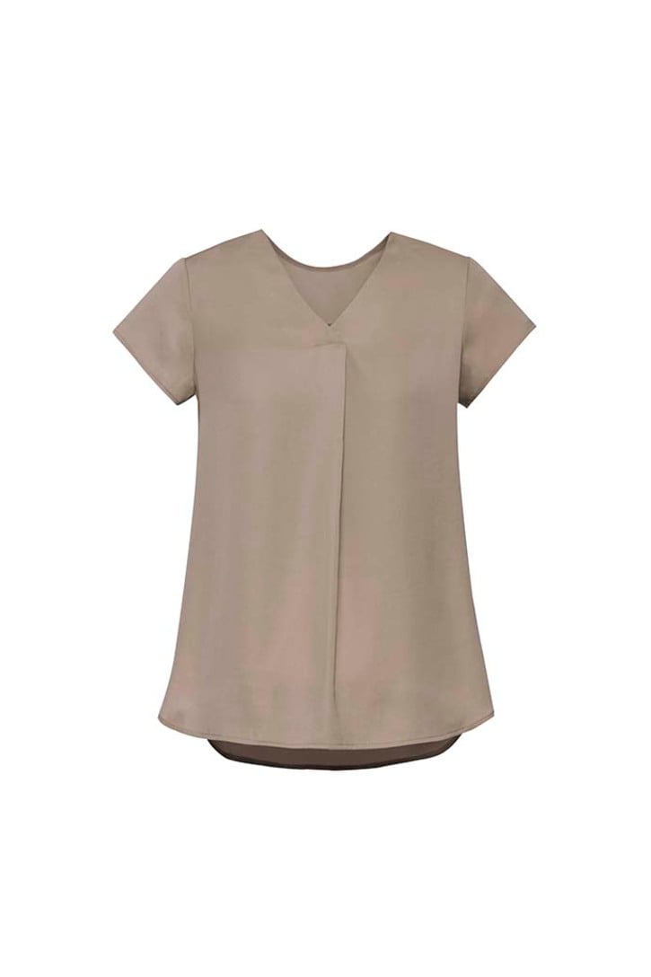 Kayla Womens V-Neck Pleat Blouse