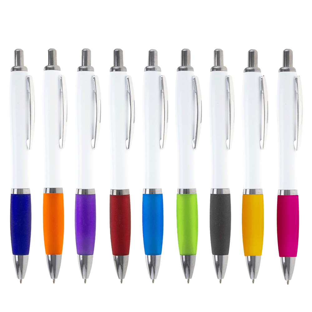 Nash Ballpoint Pen w/ White Barrel & Coloured Grip