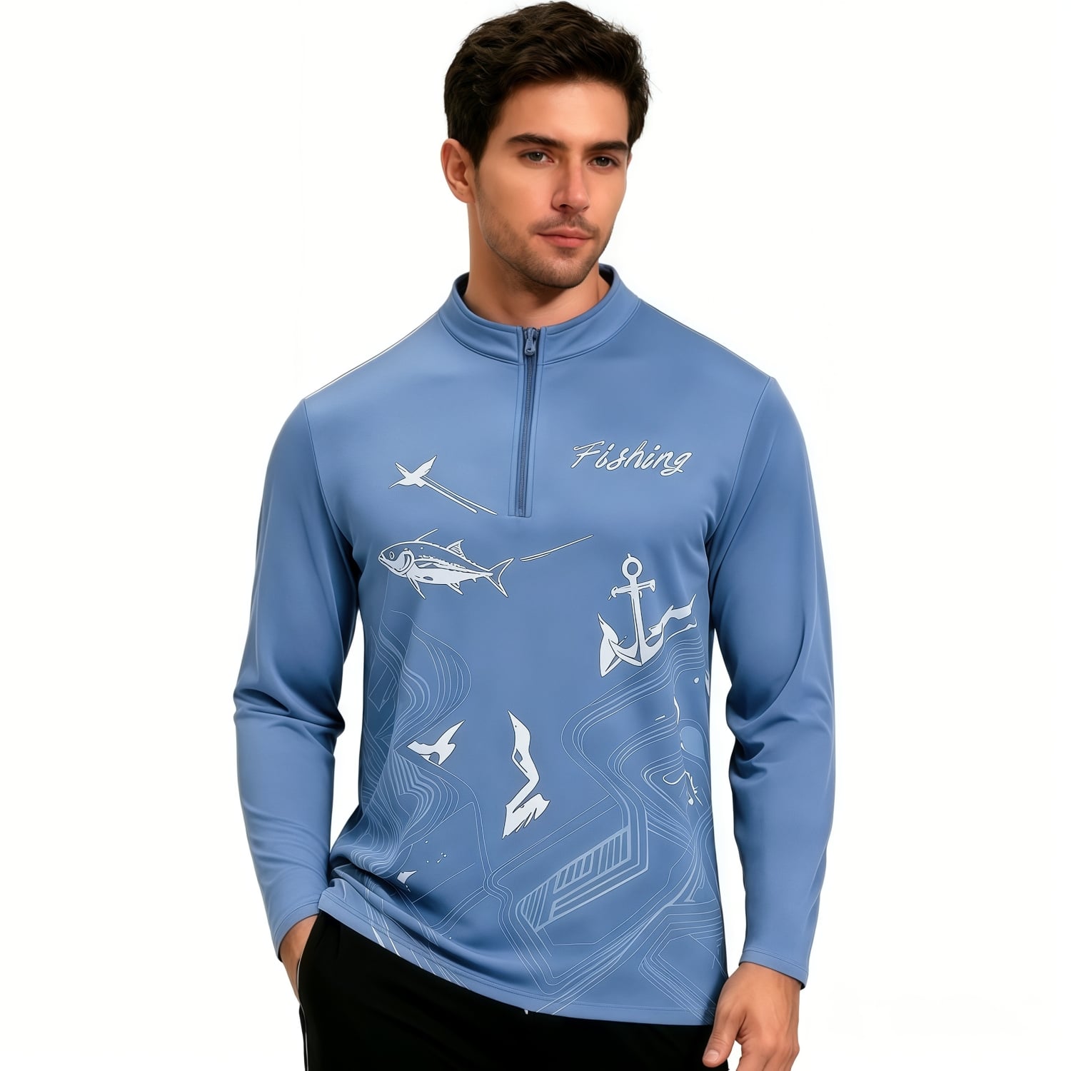Men's Polyester Spandex Sublimated 1/4 Zip Fishing Pullover