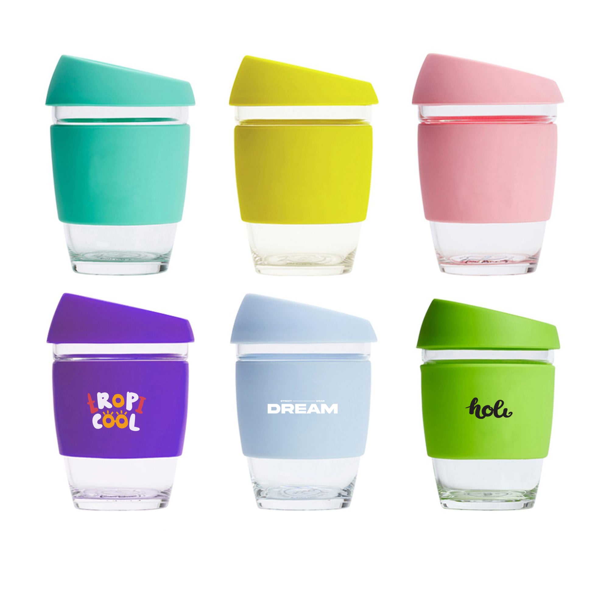 12 OZ Reusable Glass Coffee Cup