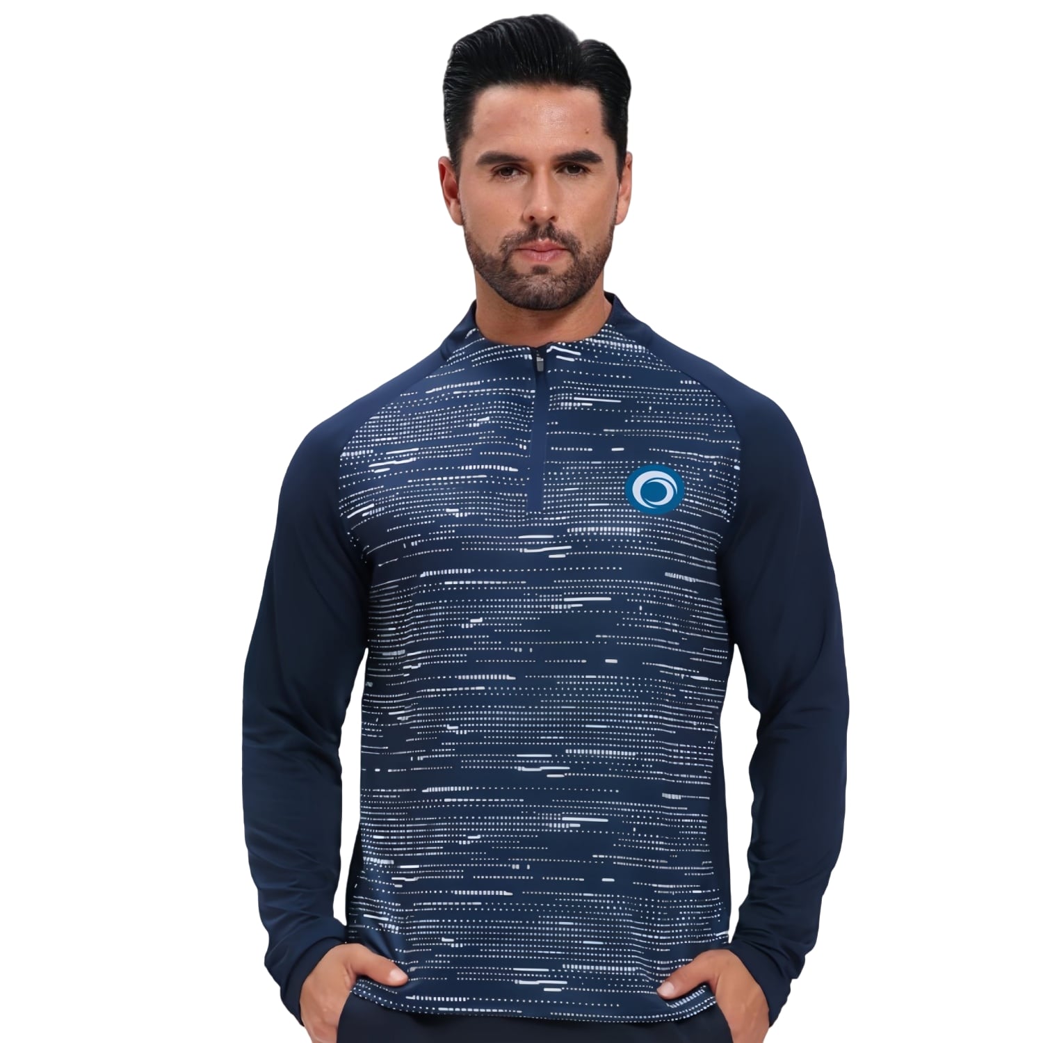 Polyester Spandex Sublimated Stand-Up Collar 1/4 Zip Raglan Jacket