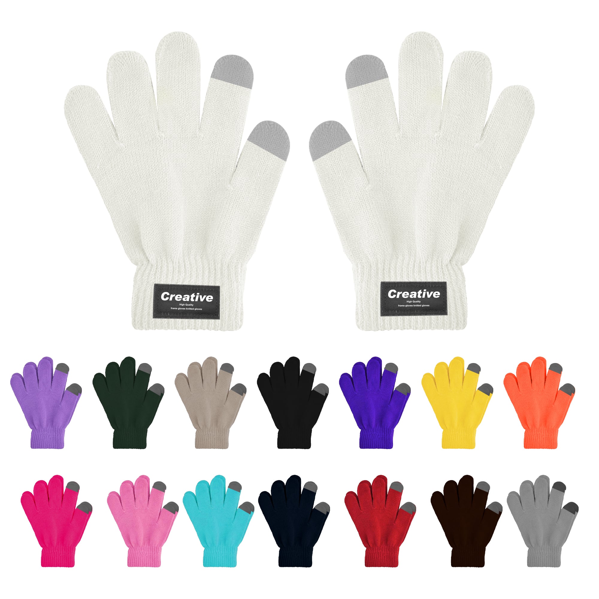 Adults Plain Knitted Gloves with Woven Label