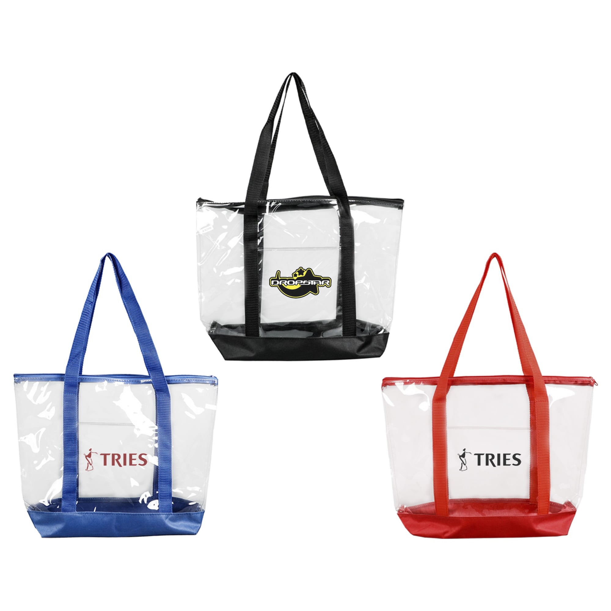 Large Clear Zippered Tote Bag