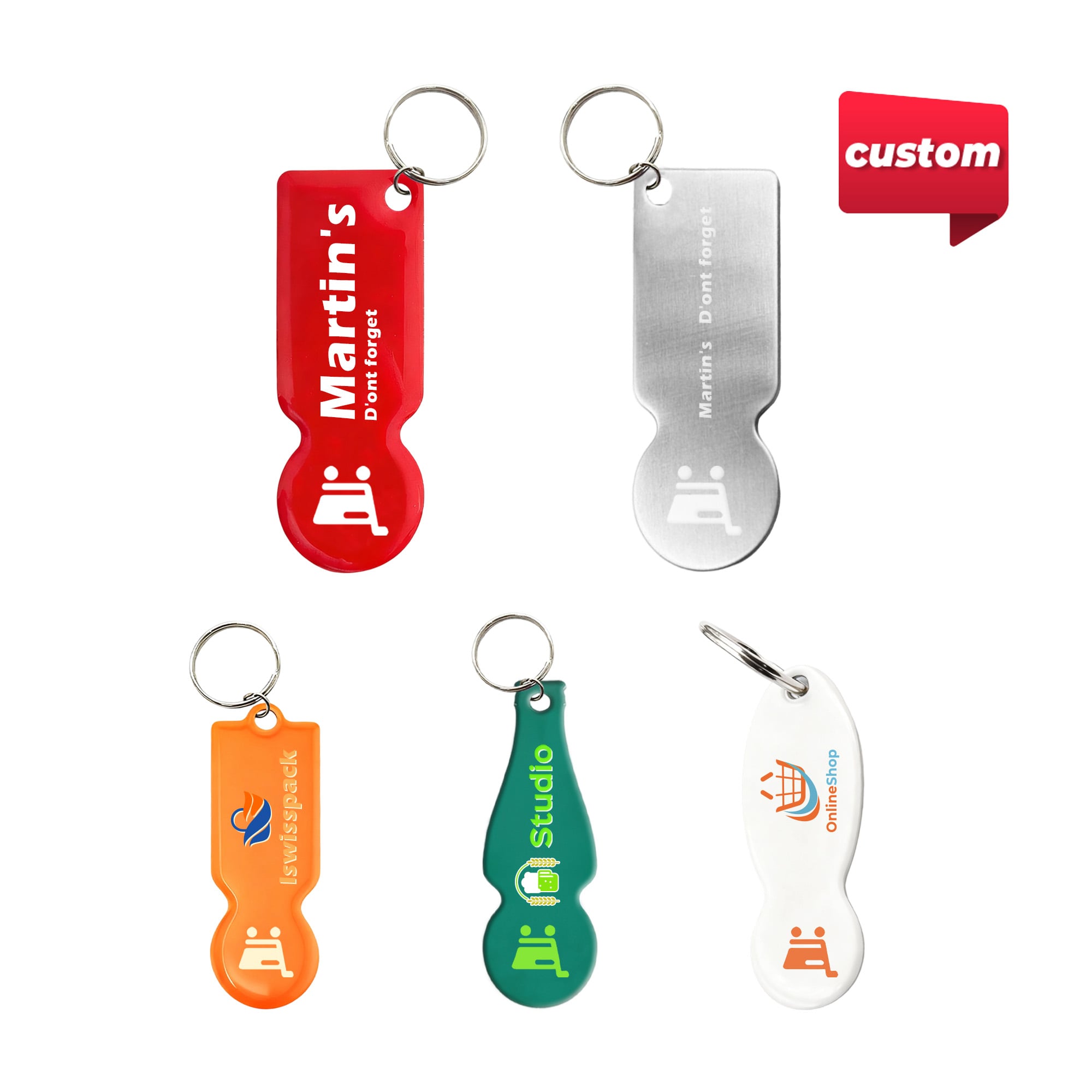 Custom Shape Trolley Coin Keyring